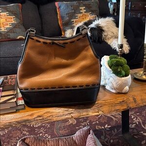 Brighton Tan and Black Leather Shoulder Bag